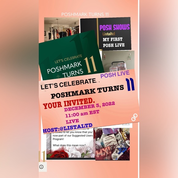 POSHMARK IS TURNING 11! “ LIVE” DECEMBER 3, 2022 11:00 EST LIVE POSH SPONSORED